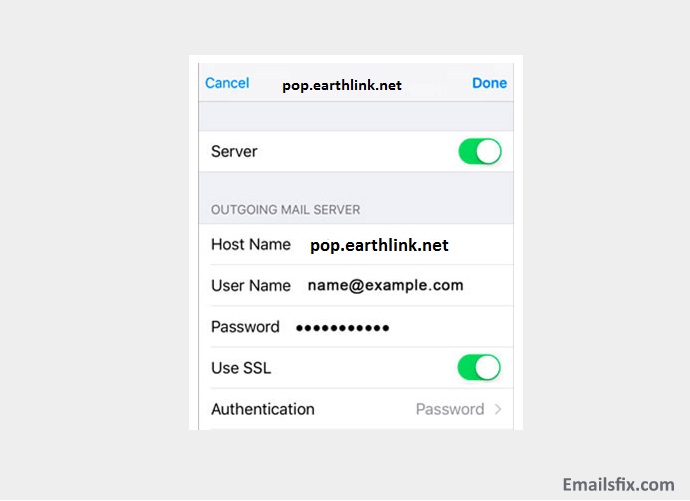 Hostname should pop.earthlink.net - EarthLink settings for Mac