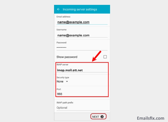 att email pop server settings