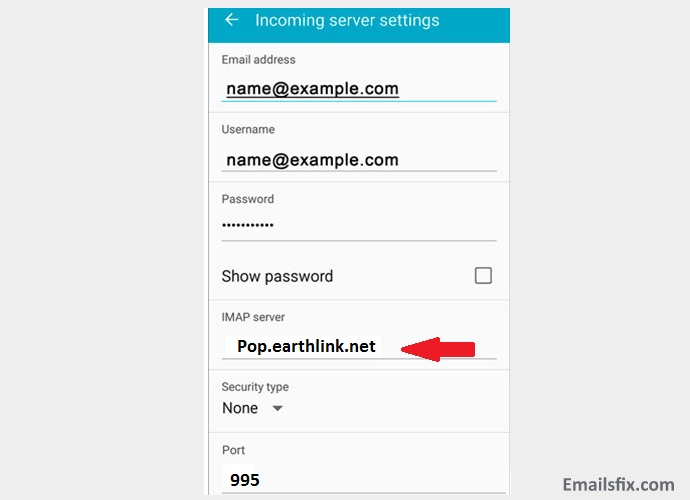 Pop.earthlink.net - EarthLink Email Settings for Android phones