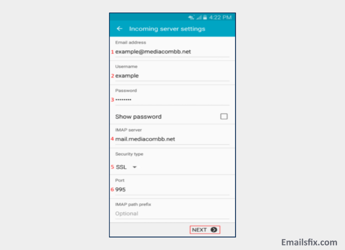 Incoming Screen Settings - Mediacom Email Settings For Android