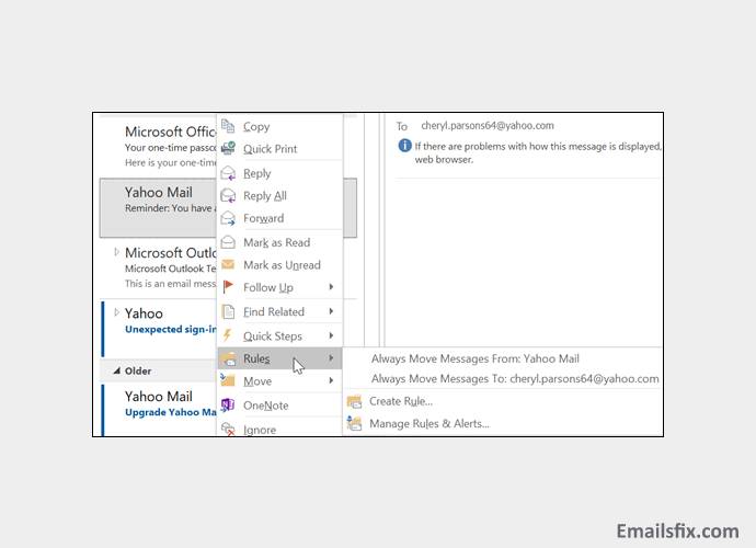 Click on Rule-How to create rules in Outlook 2016
