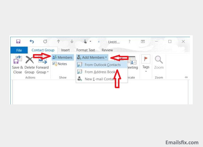 ‘From outlook contacts’- how to create a group in outlook