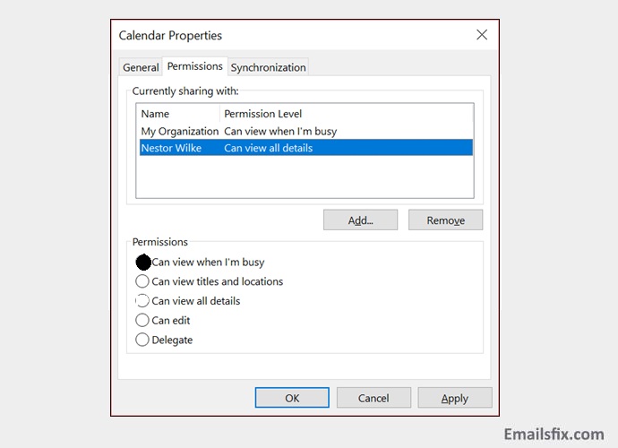 Open ‘Permissions level ' - how to create a shared calendar in outlook 