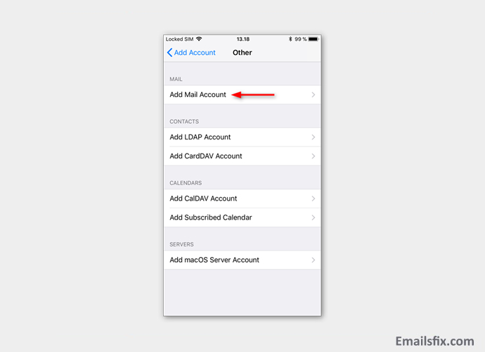 how to set up mail com on iphone