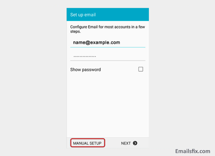 Input details - Yandex mail android settings