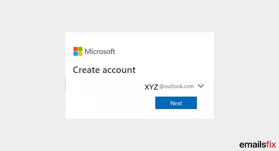 Click on ‘Next’ - create new outlook email